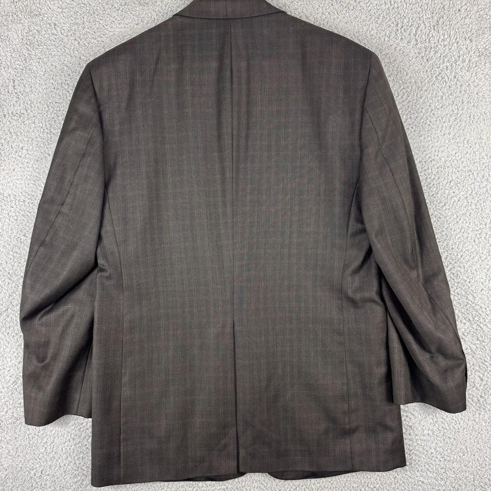 Stafford Blazer Mens 40 Regular Brown Wool Silk Windowpane Two Button Sport Coat